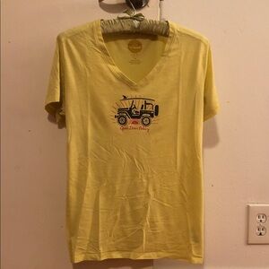 Life Is Good Yellow V-Neck Tee ‘Jeep Edition’